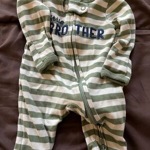 Carter's Green and White Striped Footie